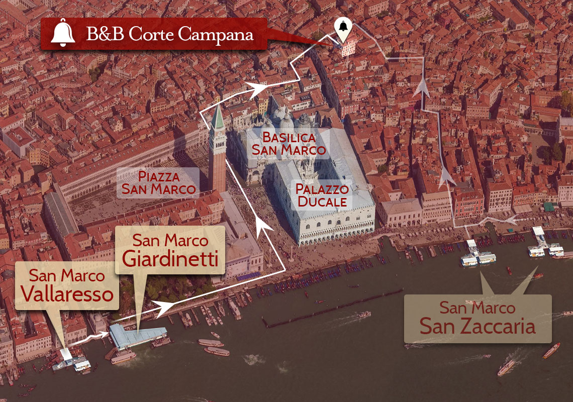 Directions à B&B Corte Campana<br> de la Place Saint Marc