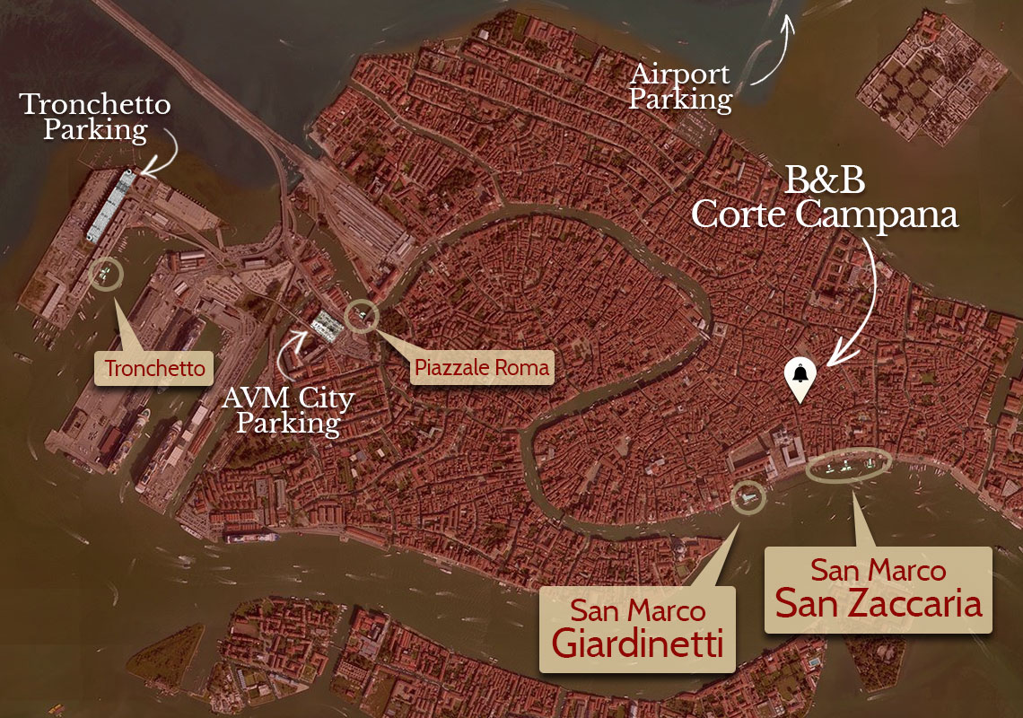 Carte des options de stationnement à Venise